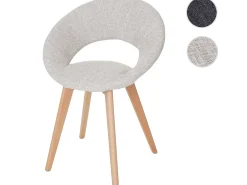 Silla de comedor Almada III, Textil, crema/gris