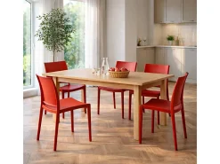 Silla de comedor Altea en plástico rojo, modelo confort