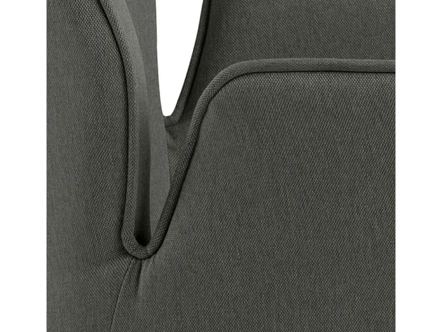 Silla de comedor Aura patas de roble con reposabrazos y retorno en color gris oscuro.