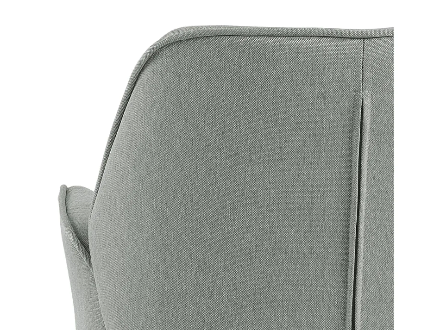Silla de comedor Aura patas negras, con reposabrazos y retorno giratorio gris claro.