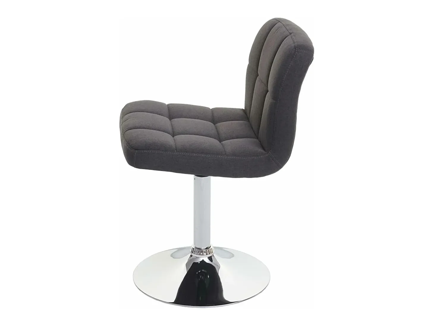 Silla de comedor Cadiz, giratoria, tela/textil gris oscuro, base cromada