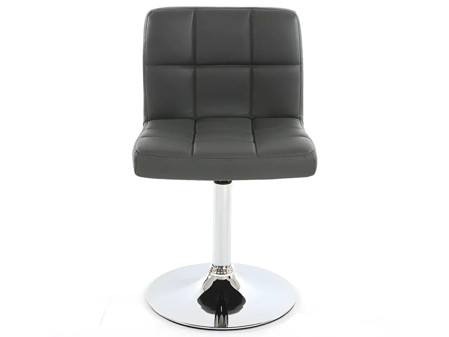 Silla de comedor Cadiz, giratoria, piel sintética gris, base cromada
