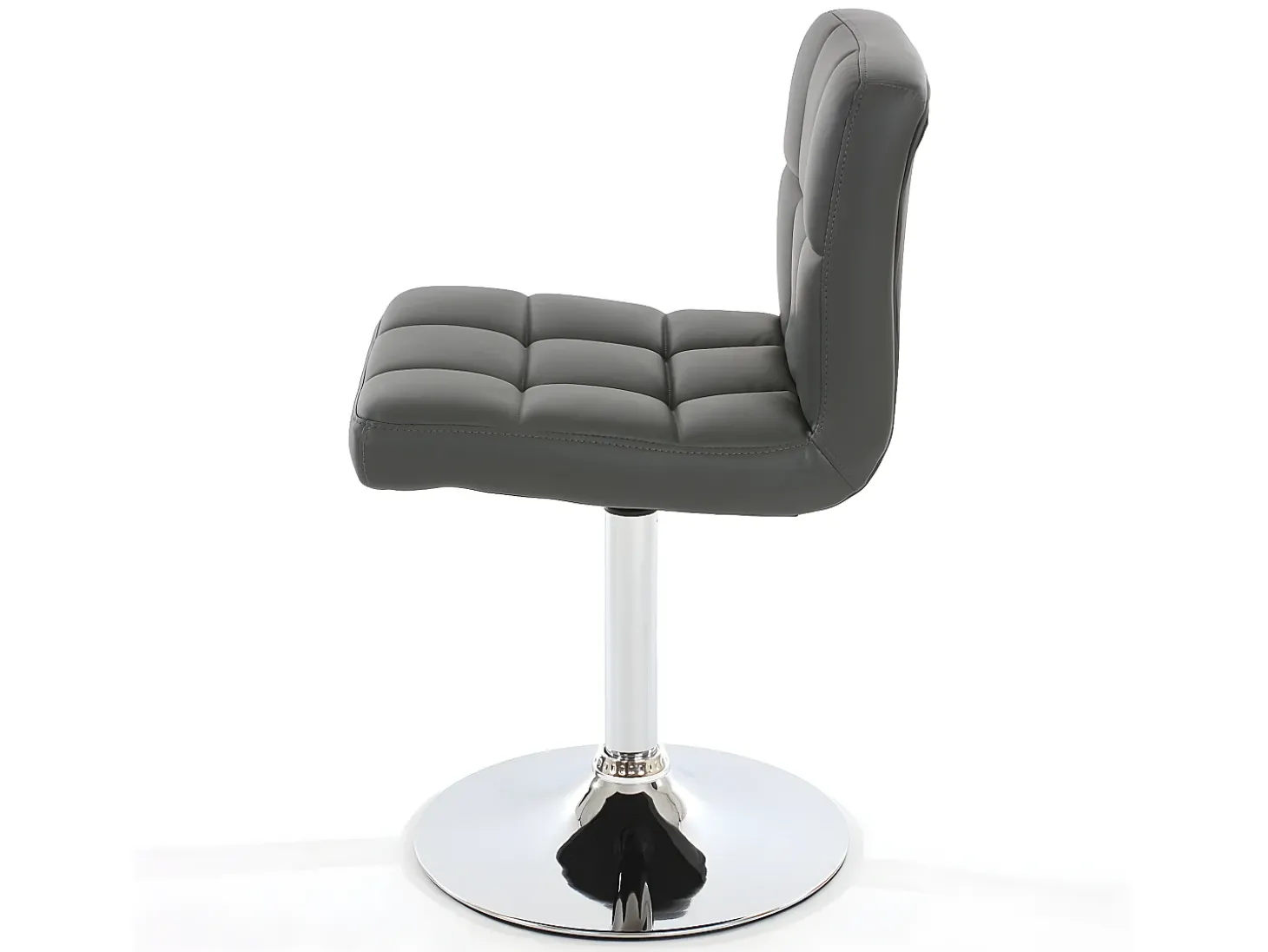 Silla de comedor Cadiz, giratoria, piel sintética gris, base cromada