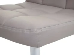Silla de comedor Cadiz, giratoria, piel sintética gris topo, base cromada