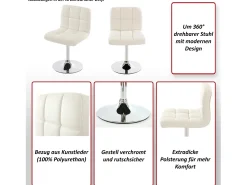Silla de comedor Cadiz (set de 2), crema