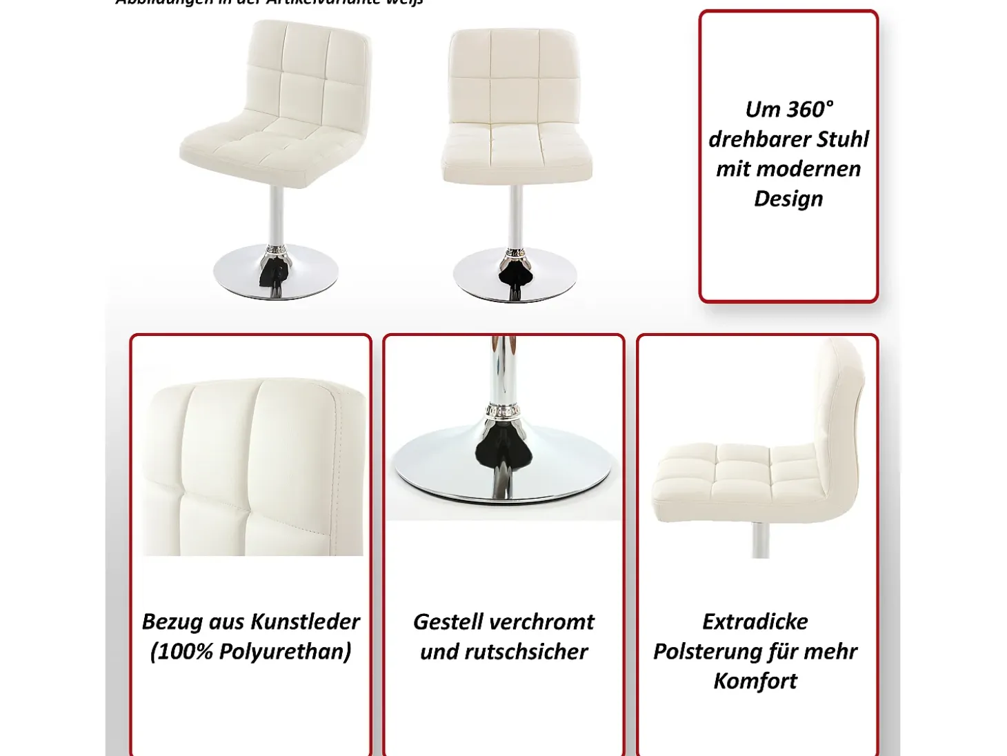 Silla de comedor Cadiz (set de 2), crema