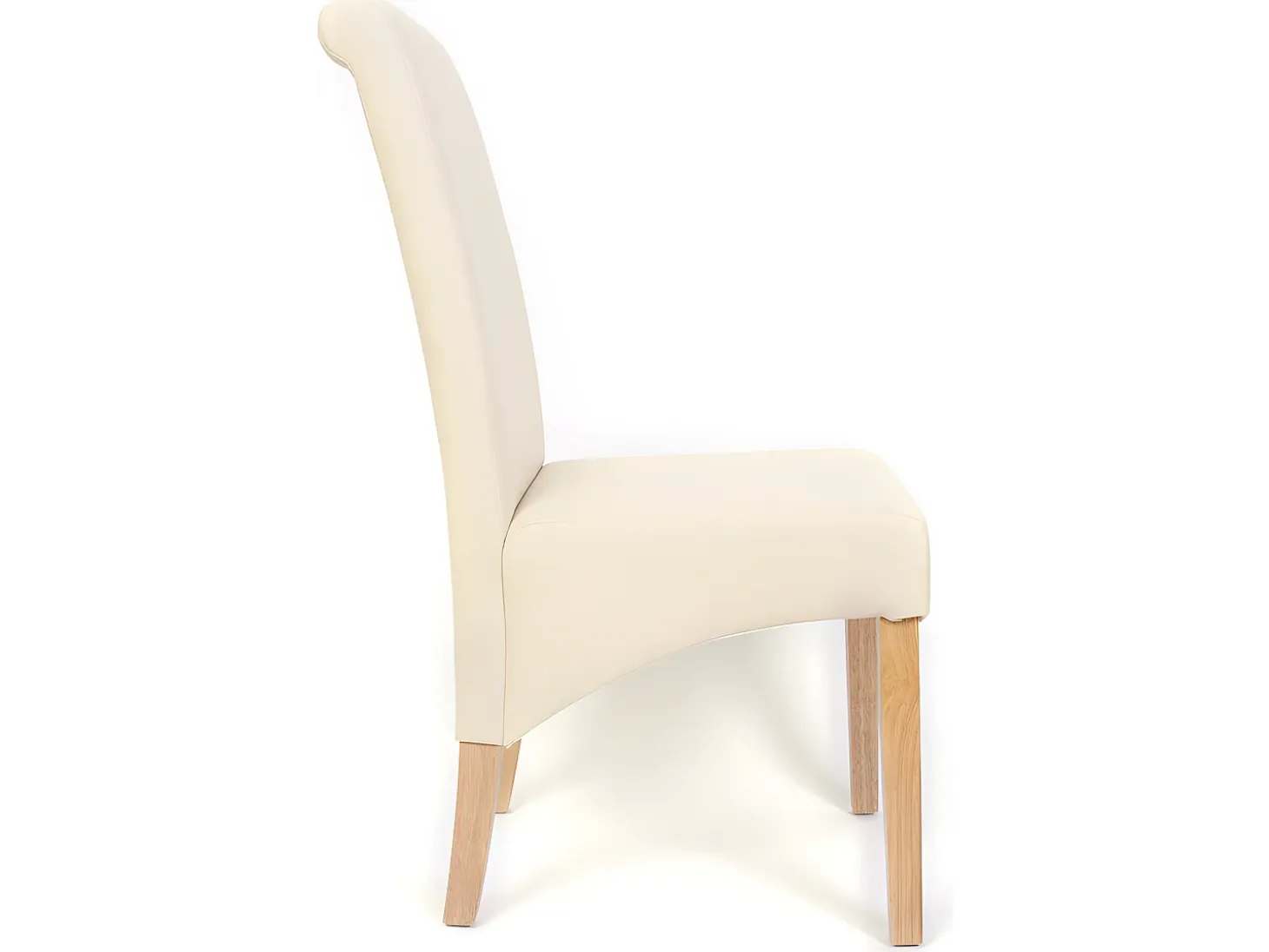 Silla de comedor Cesena (set de 2), polipiel mate, color crema, patas claras