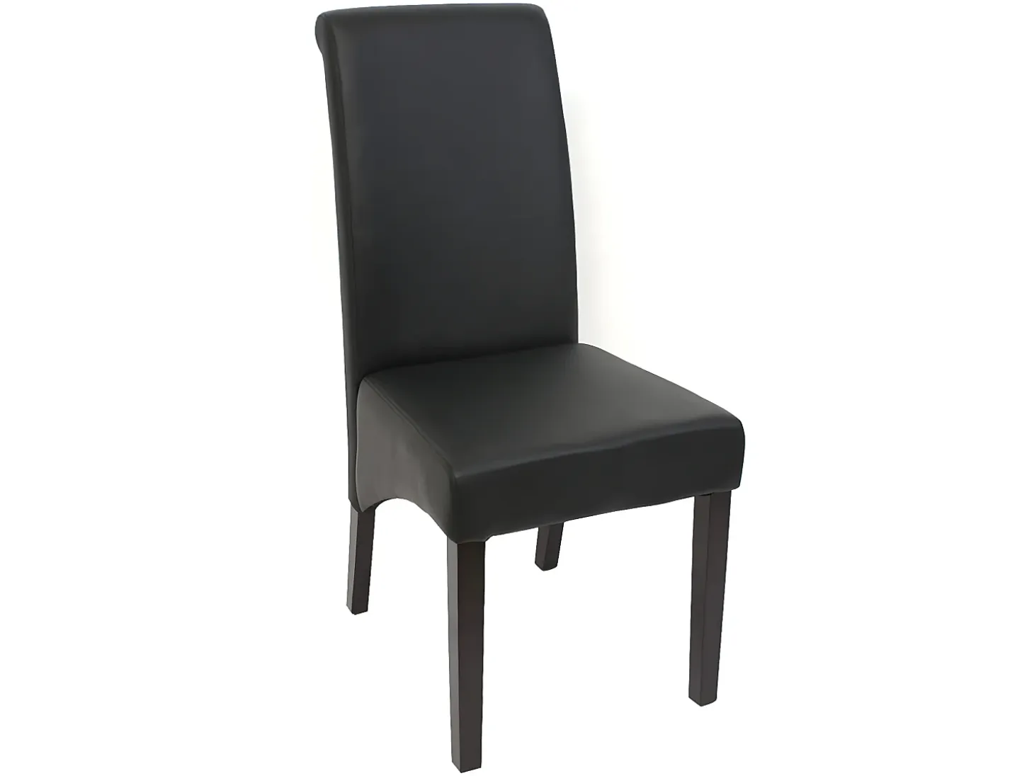 Silla de comedor Cesena (set de 2), piel sintética mate, negra, patas oscuras