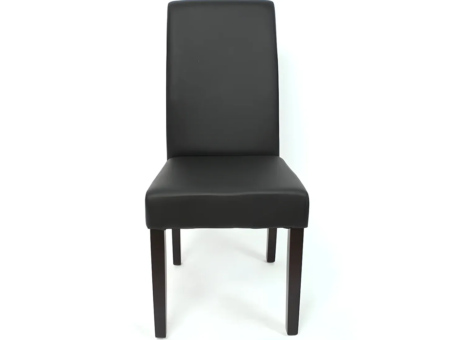 Silla de comedor Cesena (set de 2), piel sintética mate, negra, patas oscuras