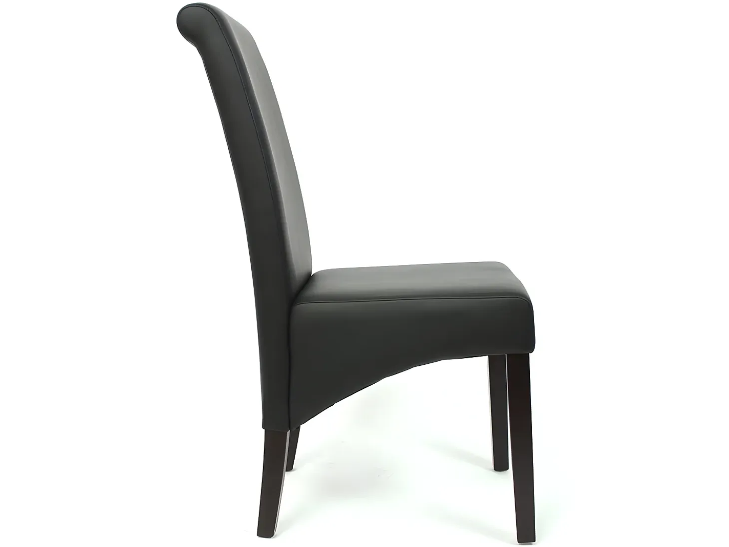 Silla de comedor Cesena (set de 2), piel sintética mate, negra, patas oscuras