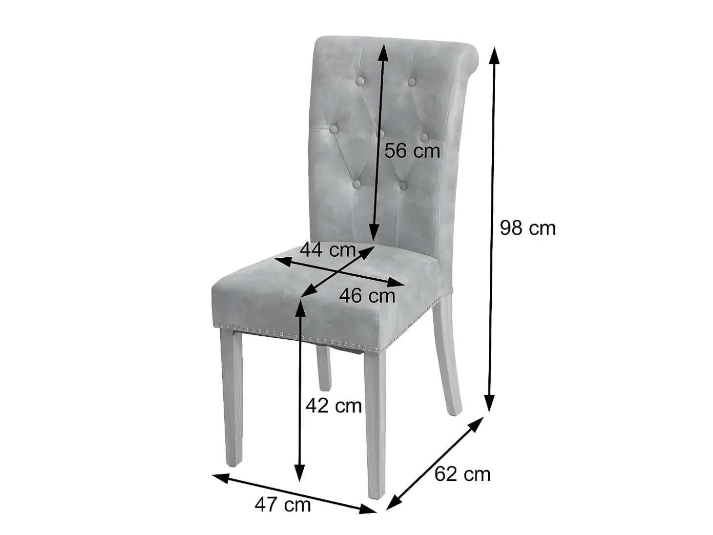Silla de comedor Chesterfield II (juego de 6), tela/textil marrón, patas oscuras