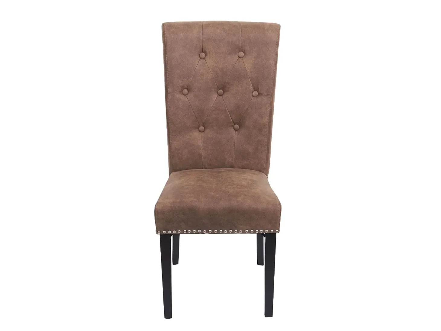 Silla de comedor Chesterfield II (juego de 6), tela/textil marrón, patas oscuras