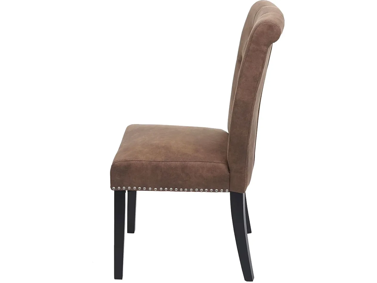 Silla de comedor Chesterfield II (set de 2), tela/textil marrón, patas oscuras