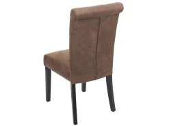 Silla de comedor Chesterfield II (set de 2), tela/textil marrón, patas oscuras