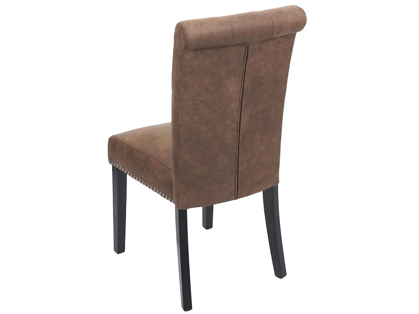 Silla de comedor Chesterfield II (set de 2), tela/textil marrón, patas oscuras