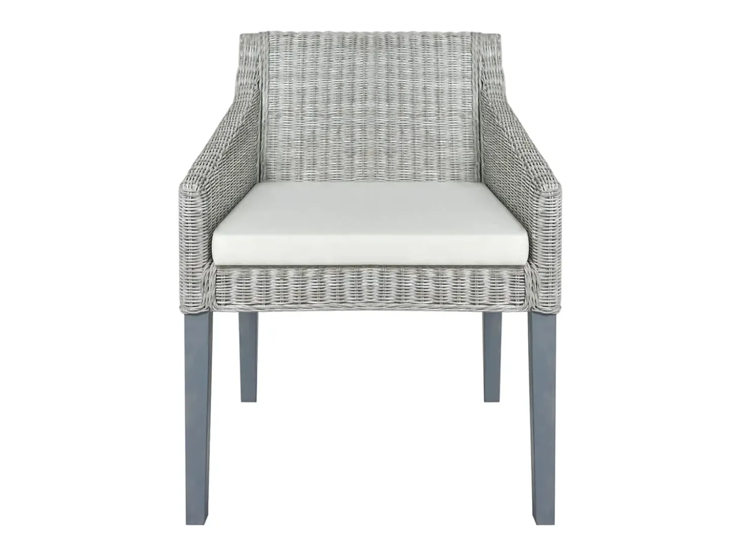 Silla de comedor con cojín ratán natural gris