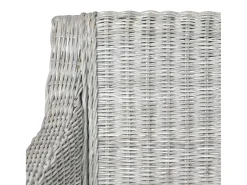 Silla de comedor con cojín ratán natural gris