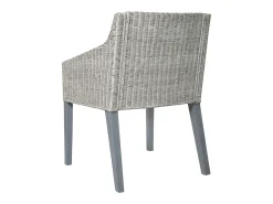Silla de comedor con cojín ratán natural gris