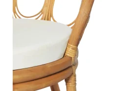 Silla de comedor con cojín ratán natural y lino marrón claro