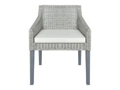 Silla de comedor con cojín ratán natural gris ES739194