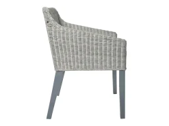 Silla de comedor con cojín ratán natural gris ES739194