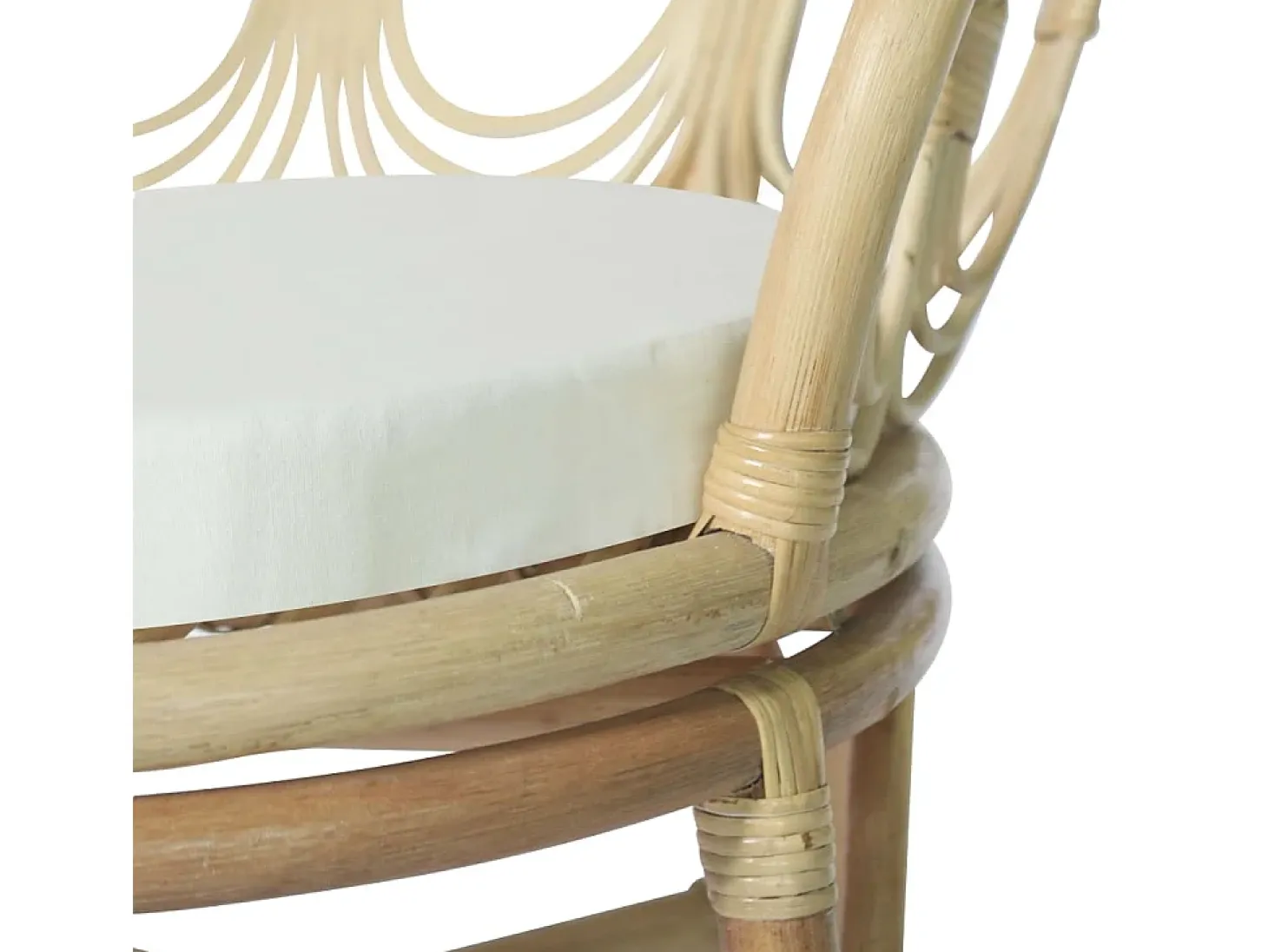 Silla de comedor con cojín ratán natural y lino