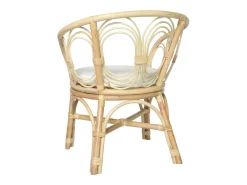 Silla de comedor con cojín ratán natural y lino