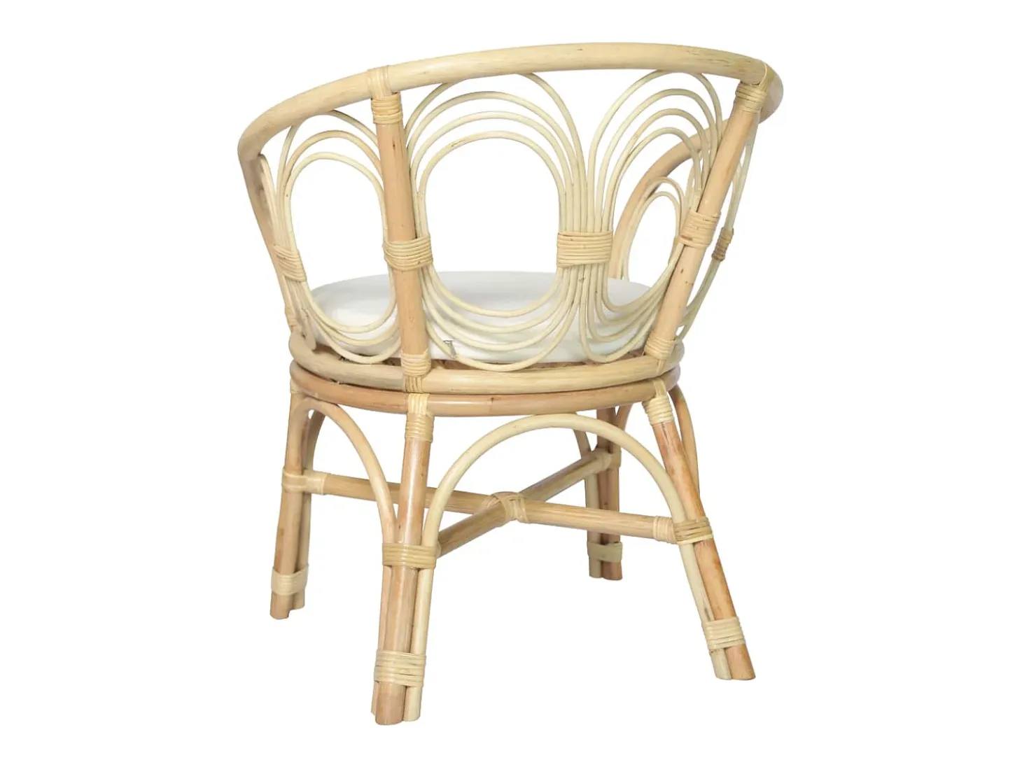 Silla de comedor con cojín ratán natural y lino