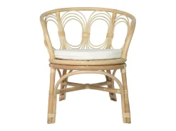 Silla de comedor con cojín ratán natural y lino