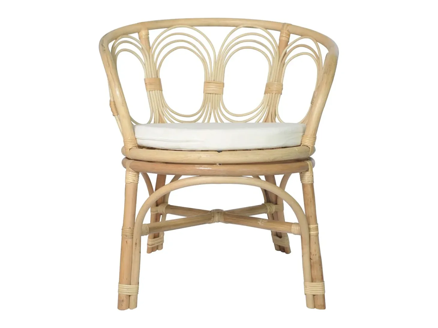 Silla de comedor con cojín ratán natural y lino