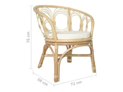 Silla de comedor con cojín ratán natural y lino