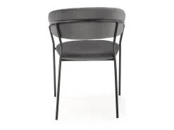Silla de comedor contemporánea de terciopelo gris con estructura de metal negro DAGAN