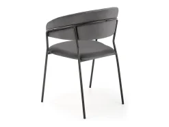 Silla de comedor contemporánea de terciopelo gris con estructura de metal negro DAGAN