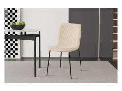 Silla de comedor CORDUROY – Terciopelo de pana beige – Patas de metal negro – Estilo diseño