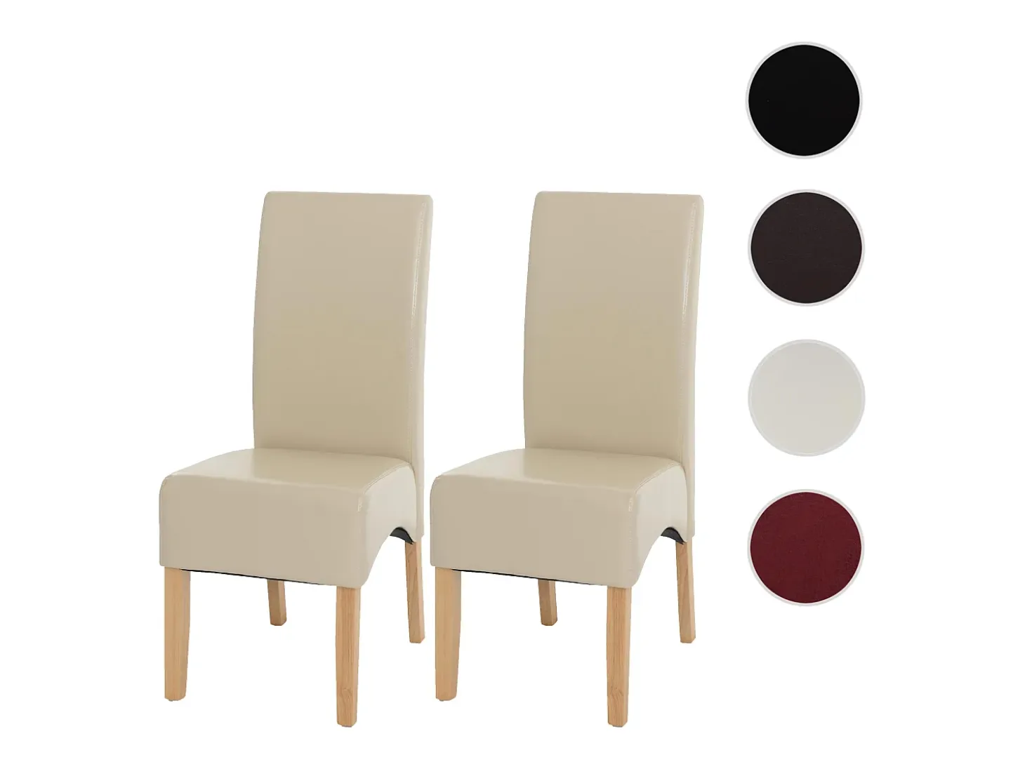 Silla de comedor Crotone (set de 2), crema, patas claras