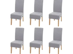 Silla de comedor Crotone (juego de 6), gris claro, patas claras