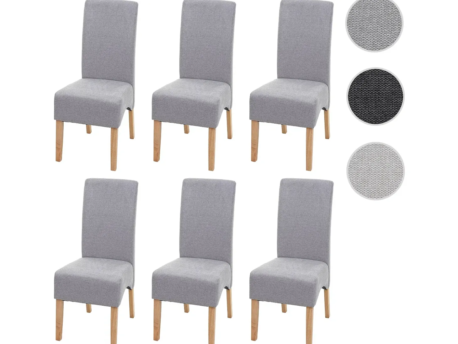 Silla de comedor Crotone (juego de 6), gris claro, patas claras