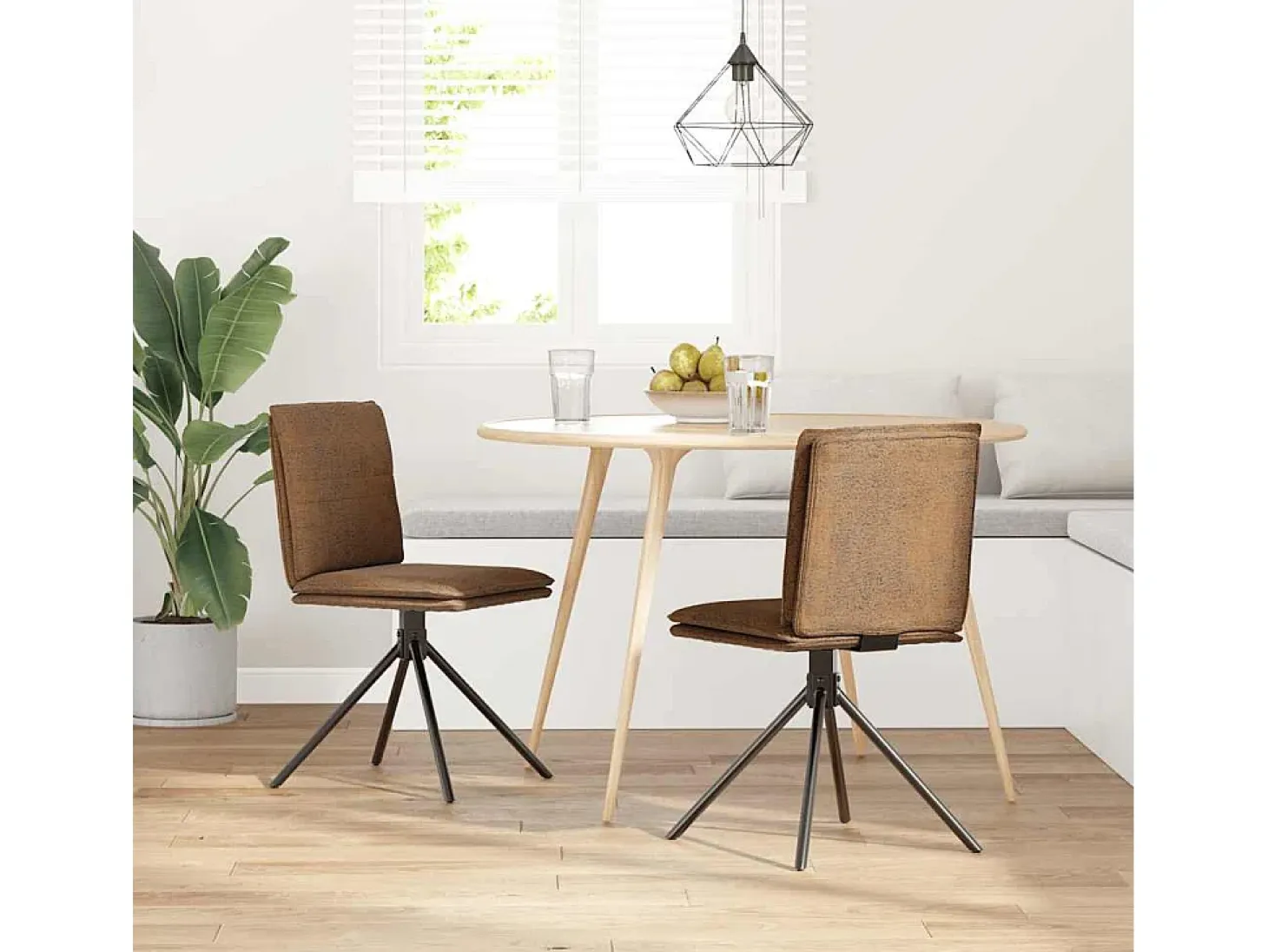 Silla de comedor cuero sintético marrón