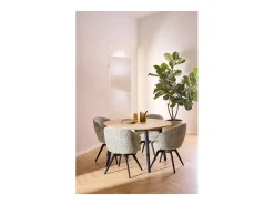 Silla de comedor Darlene con reposabrazos chenilla gris.