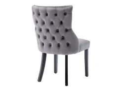 Silla de comedor de 1,2 m de terciopelo gris con botones capitoné y estructura de madera maciza, color gris (juego de 2)