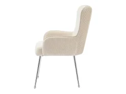 Silla de comedor de 2 piezas de terciopelo beige con reposabrazos, patas de metal plateado, soporte lumbar (69x58,5x56 cm)