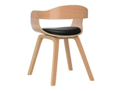 Silla de comedor de cuero sintético y madera curvada negro