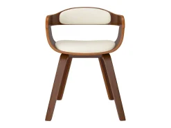 Silla de comedor de cuero sintético y madera curvada crema ES489974