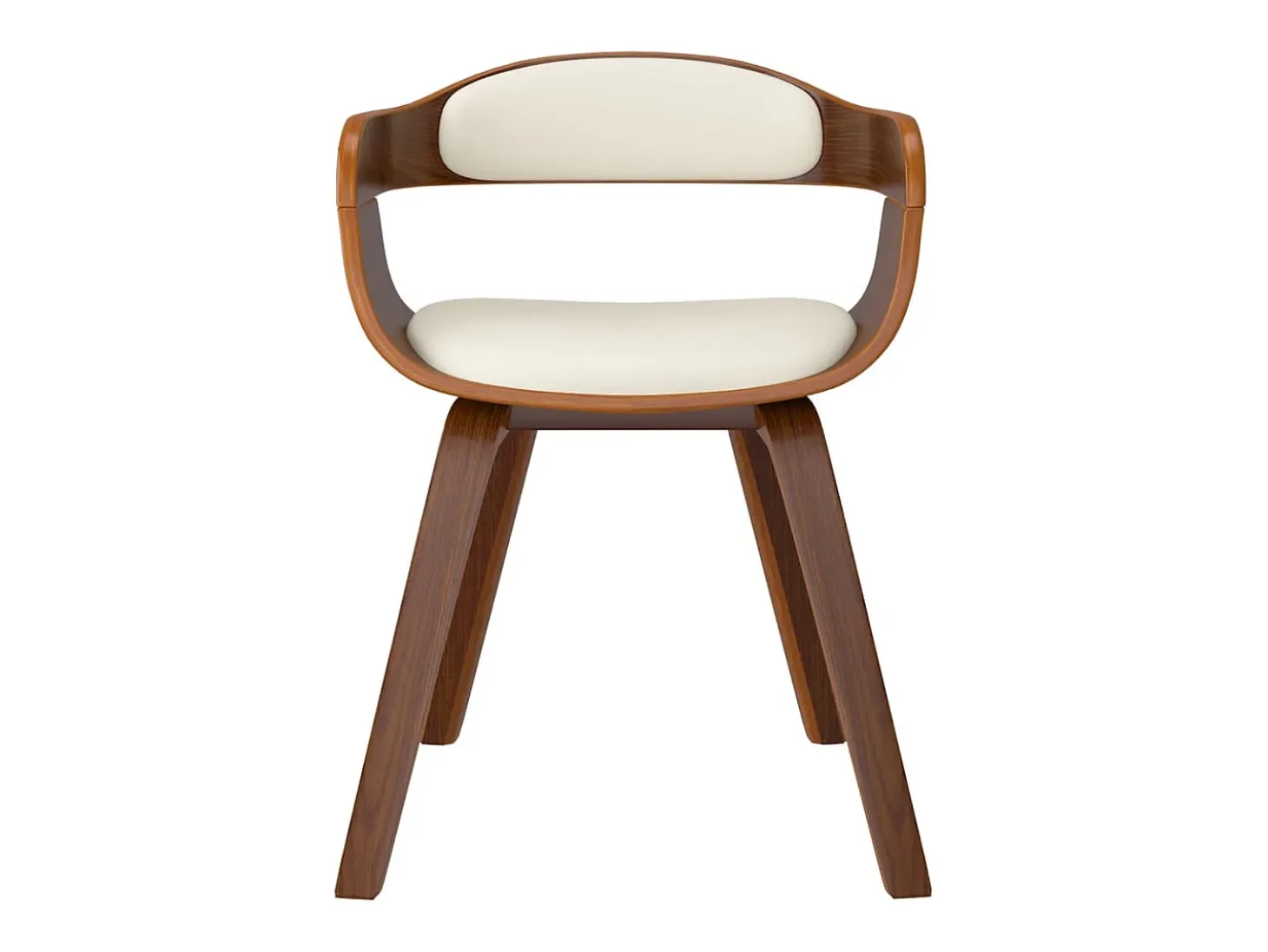 Silla de comedor de cuero sintético y madera curvada crema ES489974