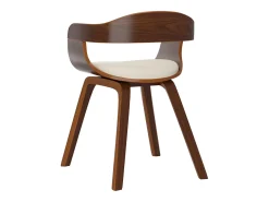 Silla de comedor de cuero sintético y madera curvada crema ES489974
