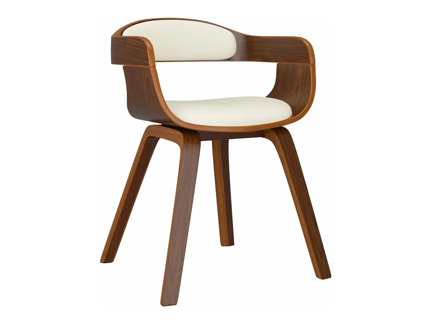 Silla de comedor de cuero sintético y madera curvada crema ES489974