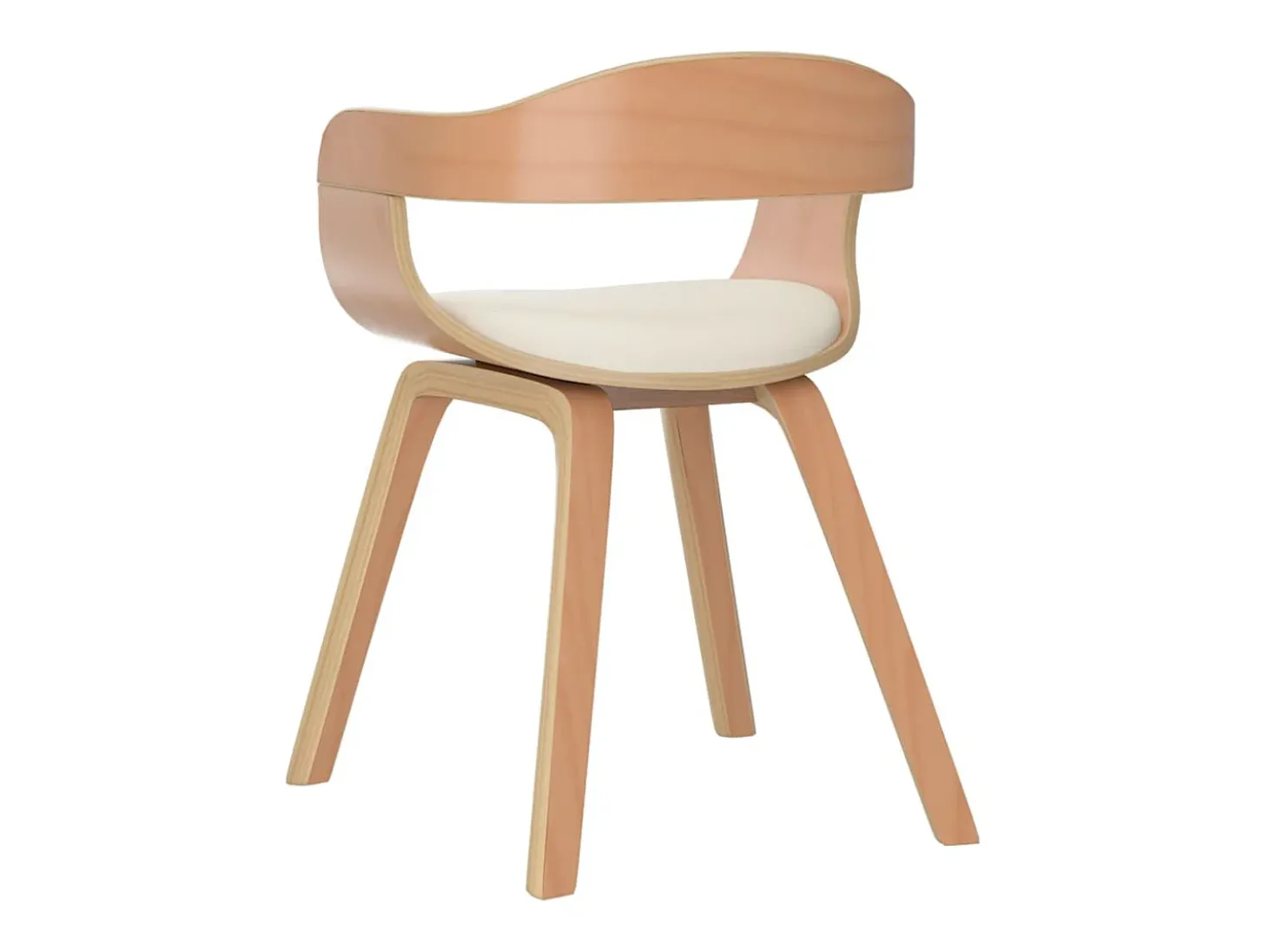 Silla de comedor de cuero sintético y madera curvada crema ES418100