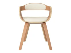 Silla de comedor de cuero sintético y madera curvada crema ES418100