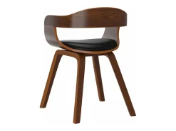 Silla de comedor de cuero sintético y madera curvada negro