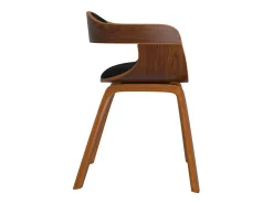 Silla de comedor de cuero sintético y madera curvada negro